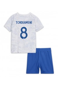 Frankrike Aurelien Tchouameni #8 Babyklær Borte Fotballdrakt til barn VM 2022 Korte ermer (+ Korte bukser)